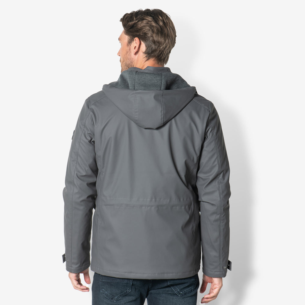 Men Rain Jacket Woven Hoody | Asphalt