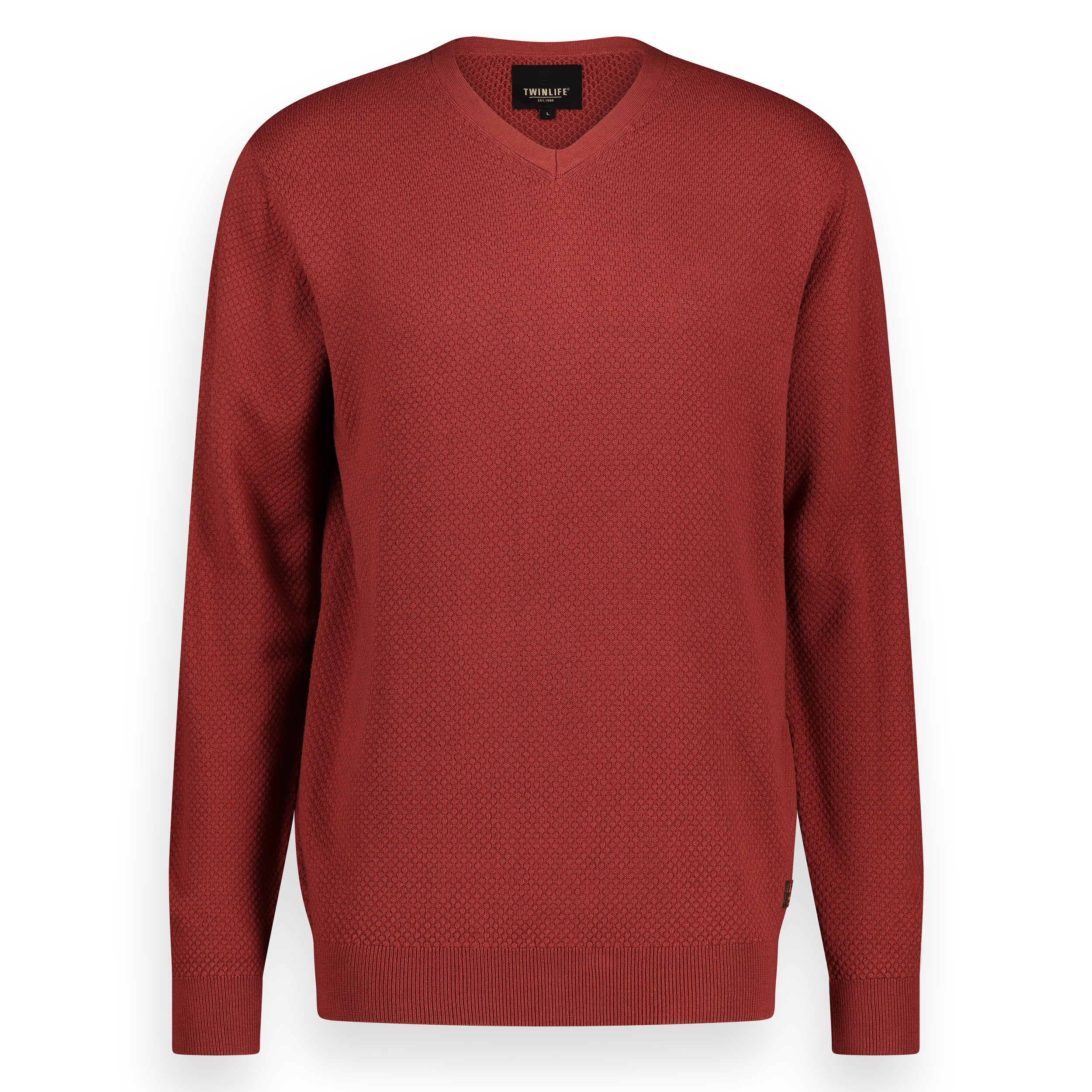 Men Pullover V-Neck Knit | Red Ochre