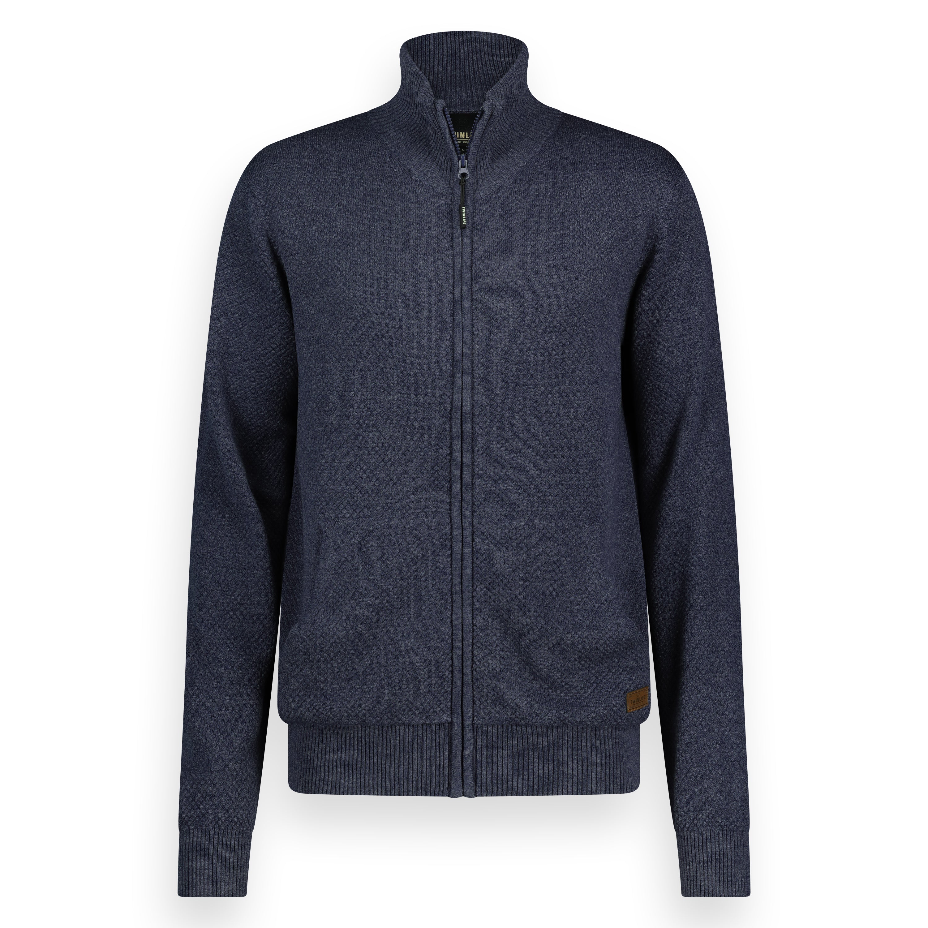 Men Full Zip Structure Knit | Stone Wash