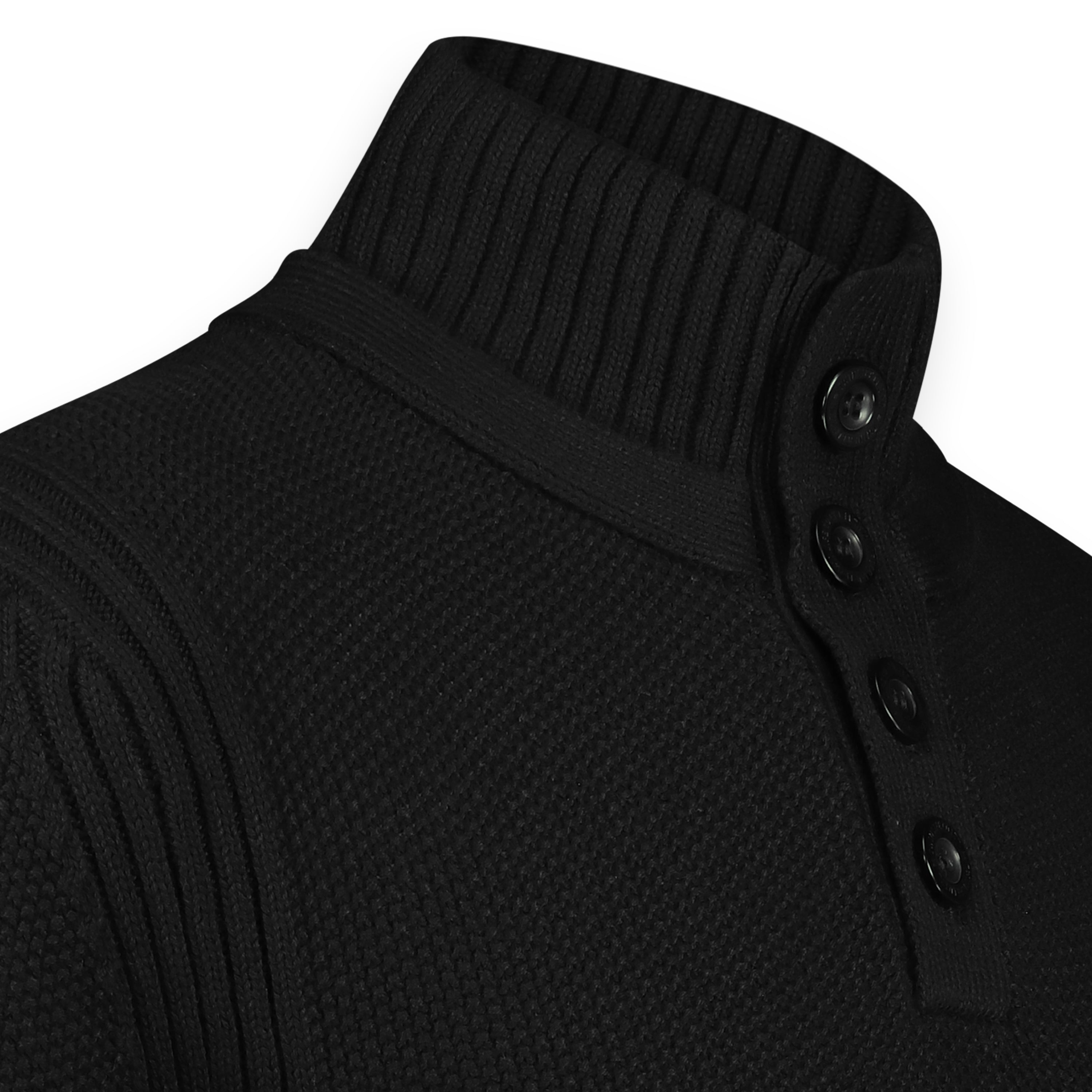 Men Pullover Half Button Knit | Black
