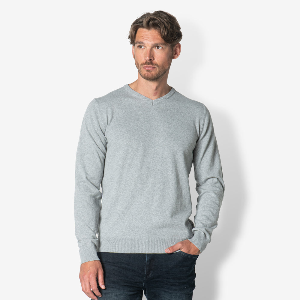 Men Pullover V Neck | Grey Melange