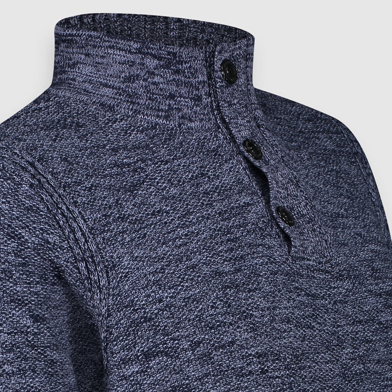 Halfzip Button Sweater | Martine Blue