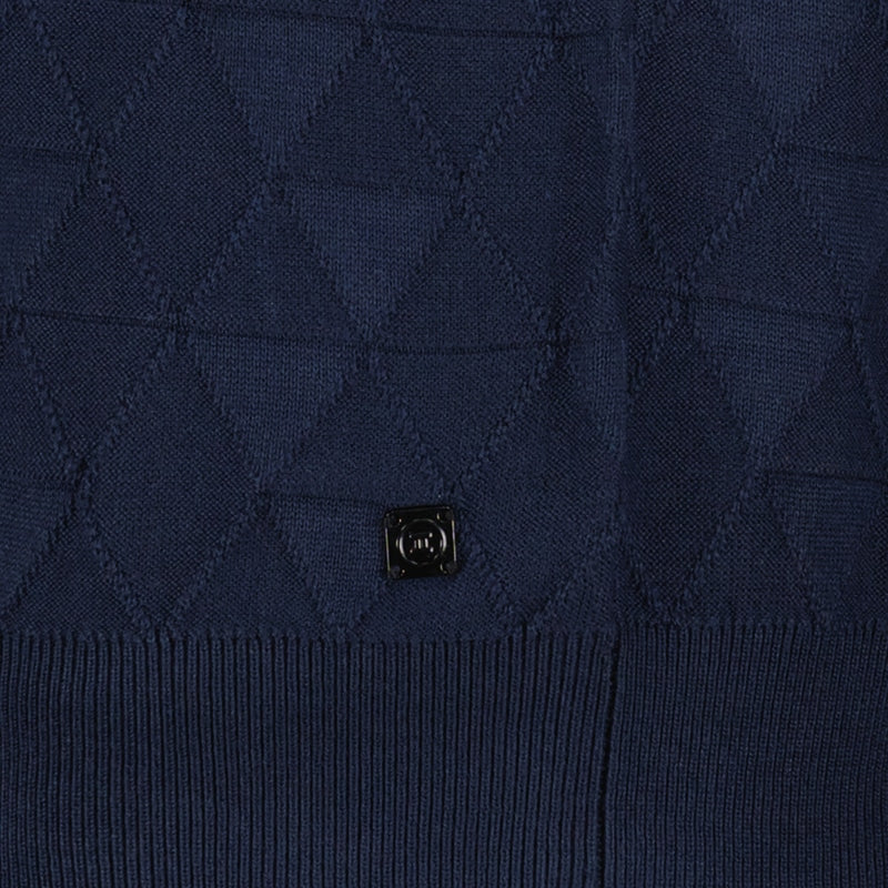 Knit Structure Crew Dress Blues Badge Detail