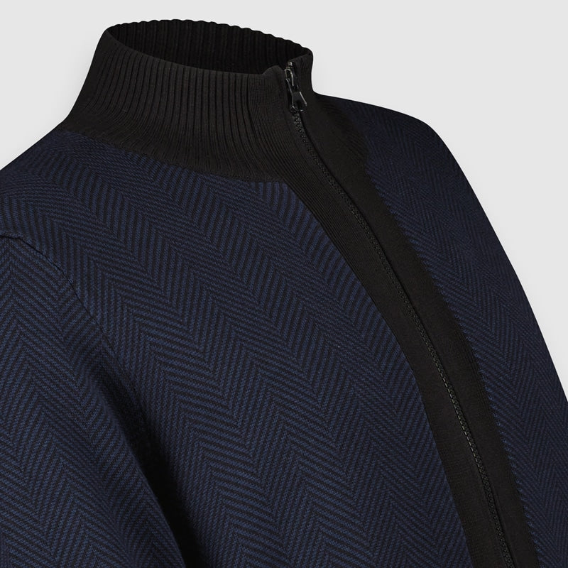 Knit Vest Herringbone Dress Blues Collar Detail