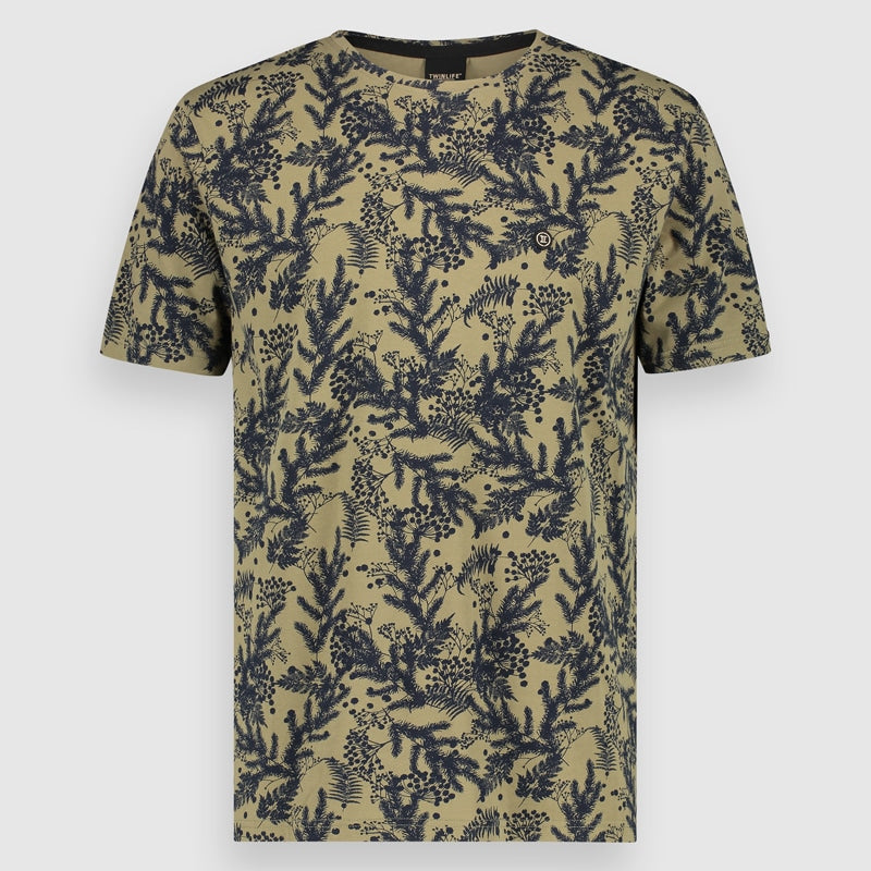 Tee Floral Print 2C Martini Olive Front