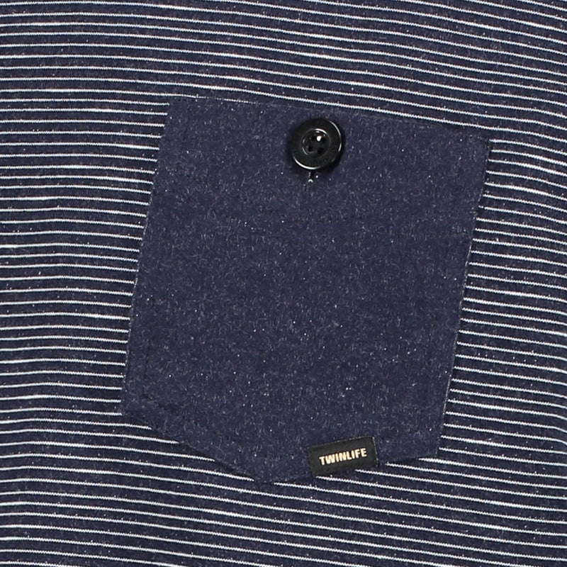 Tee LS Stripe Dress Blues Detail Pocket