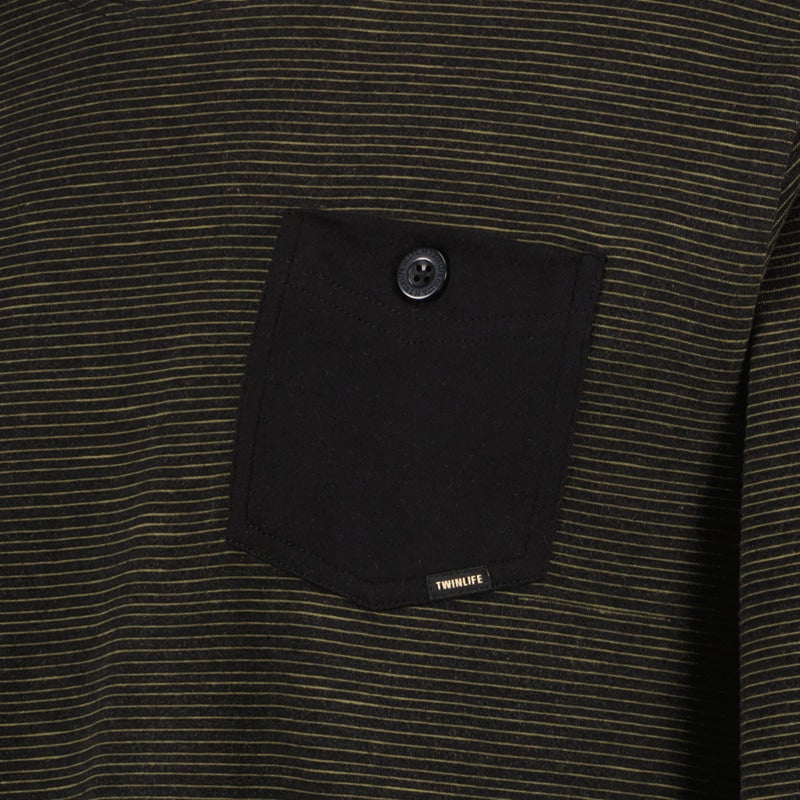 Tee LS Stripe Black Pocket Detail