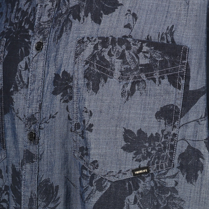 Men Chambray Shirt Allover Print SS