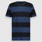 Men T.Shirt Crew Indigo Stripe Pocket | Dark Vintage