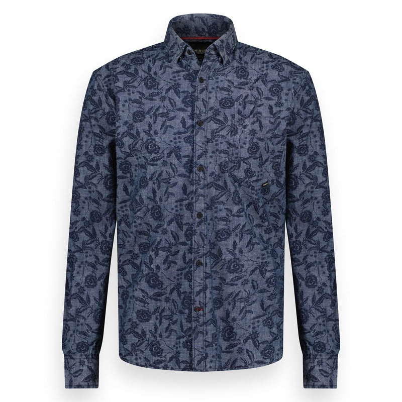 Men shirt chambray floral | Pure Blue