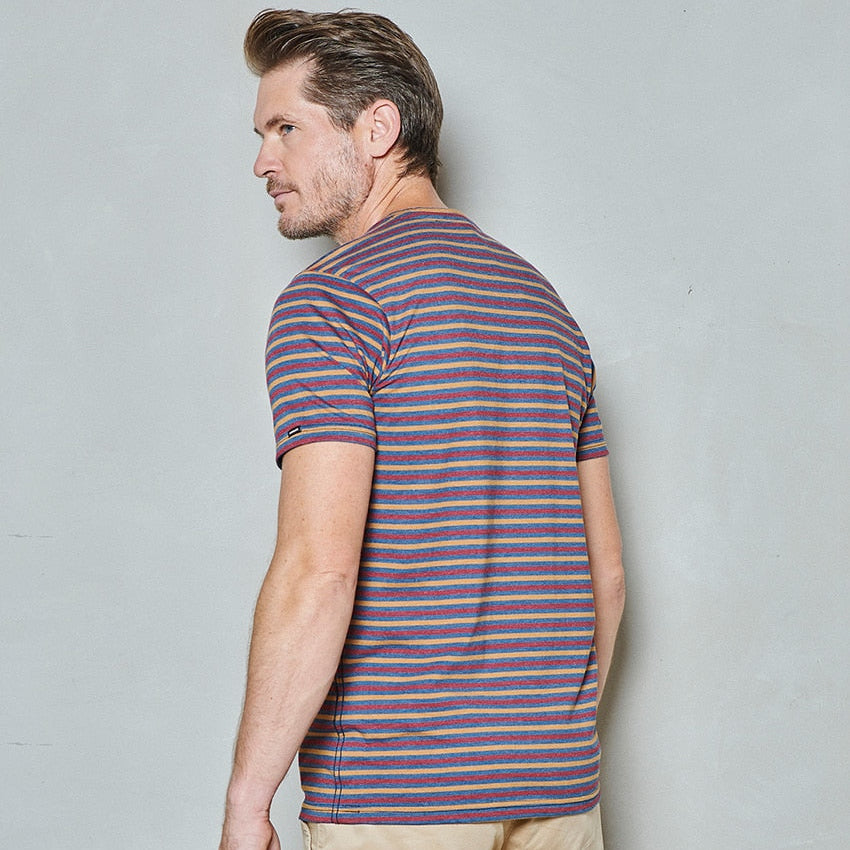 Men t-shirt short sleeve crew stripe art | Dark Denim