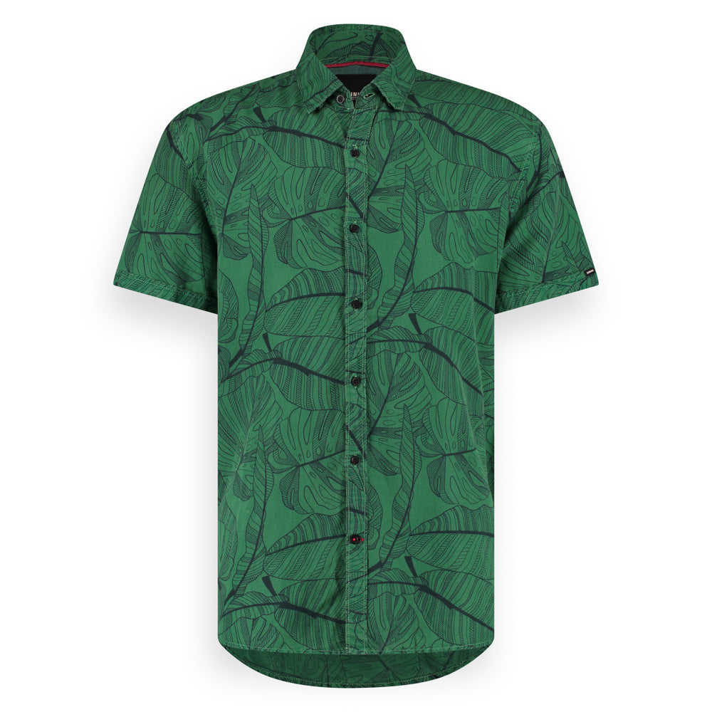Men shirt leaves shortsleeve | Deep Grass Green