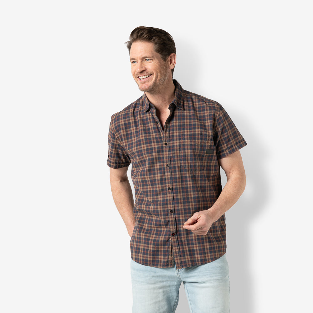 Men shirt plaid shortsleeve | Partridge
