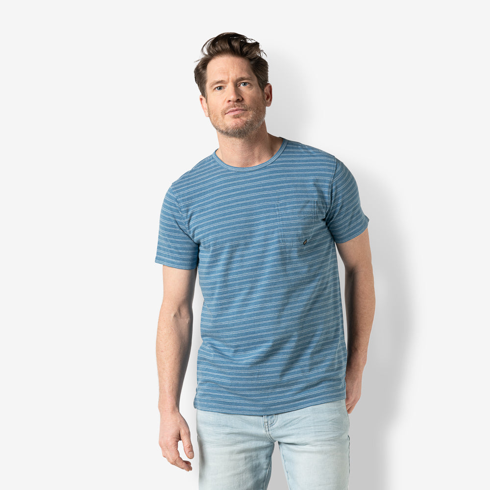 Men t.shirt indigo stripe | Bleached